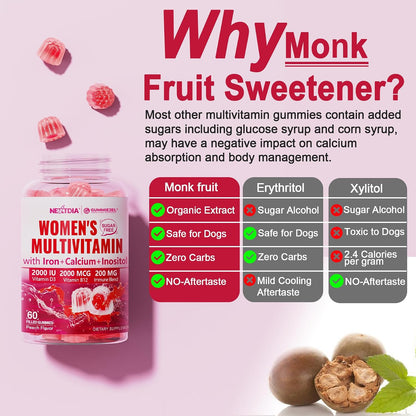 Nextdia Methylated Multivitamin Gummies for Women - Sugar Free, 60 Gummies