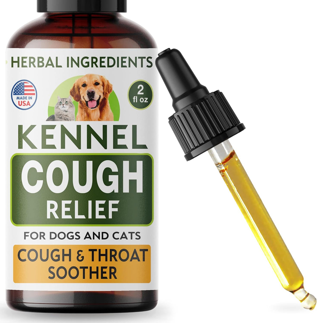 Kennel Cough Treatment for Dogs & Cats - Collapsed Trachea & Cat Asthma Support - Dog Cough Suppressant - Liquid Throat Soother - Dry, Wet & Barky Pet Cough Relief for All Breeds - Made in the USA - 2 Oz (approx. 59 ml) - görsel 4