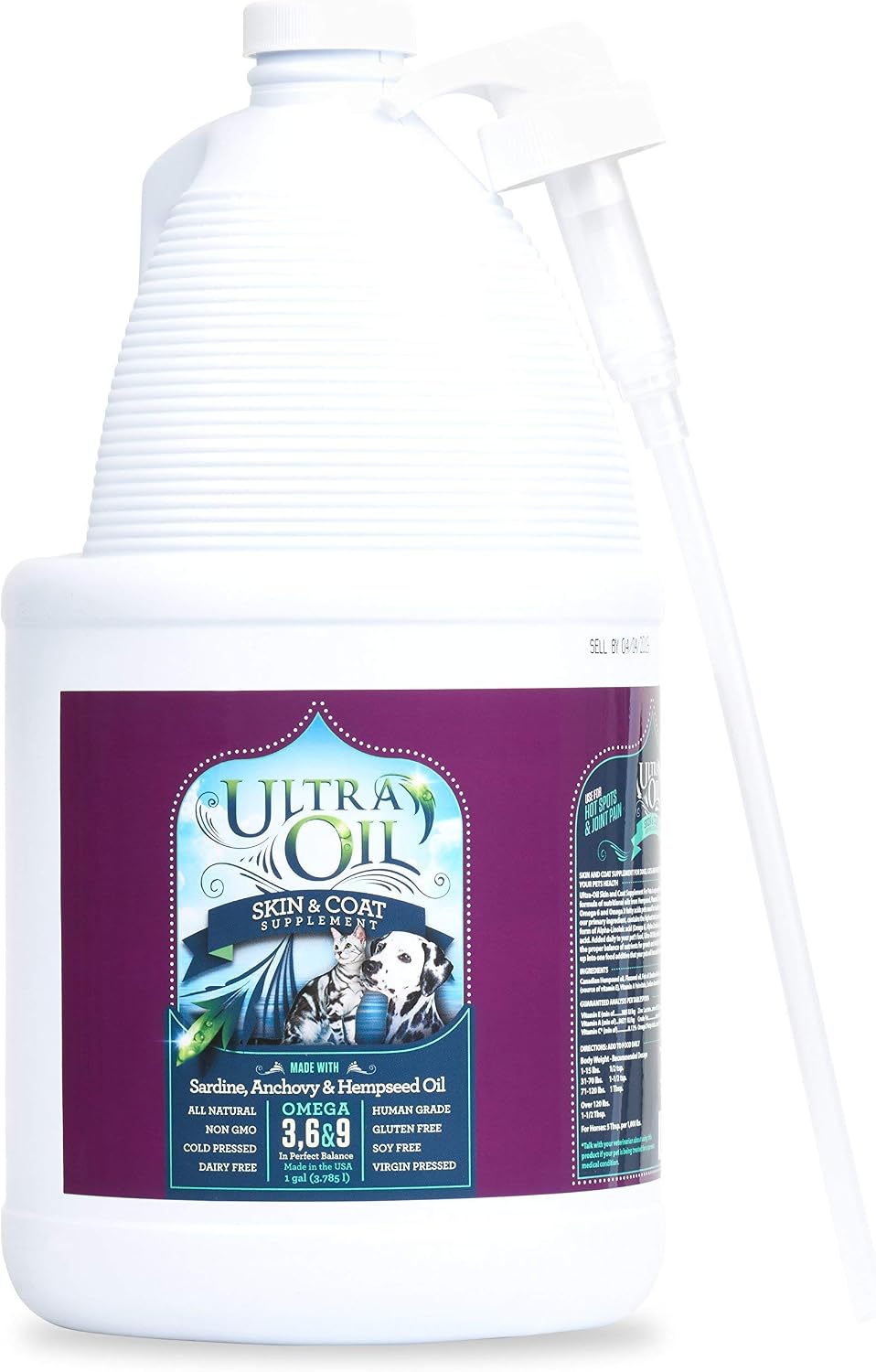 Ultra Oil Skin and Coat Supplement for Dogs and Cats, 128 oz - görsel 1