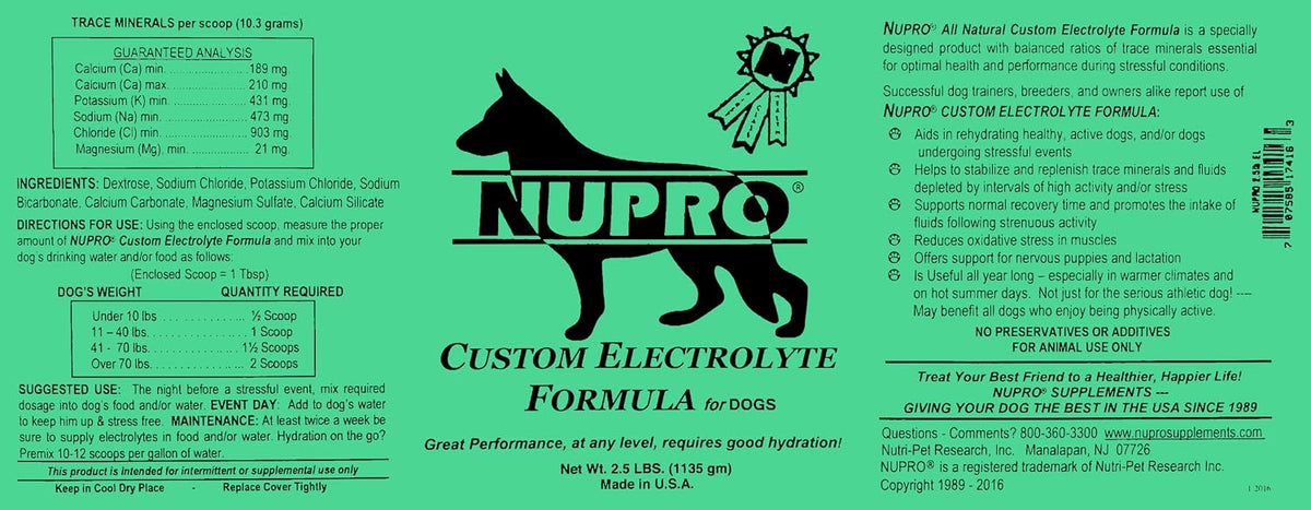 NUPRO Custom Electrolytes for Dogs - Hydration Support for Active and Working Dogs - görsel 4