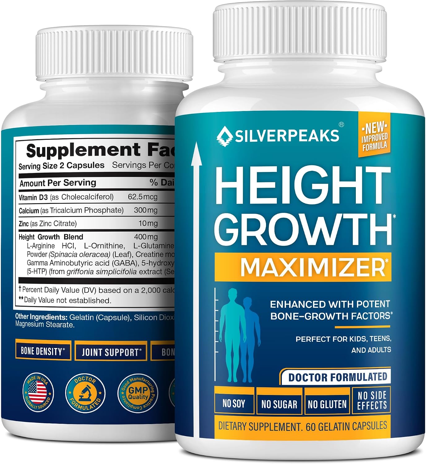 Height Growth Maximiser - Natural Pills to Help You Grow Taller - Calcium, Zinc, GABA & Vitamin D3 - 60 Capsules (Pack of 3) - görsel 9