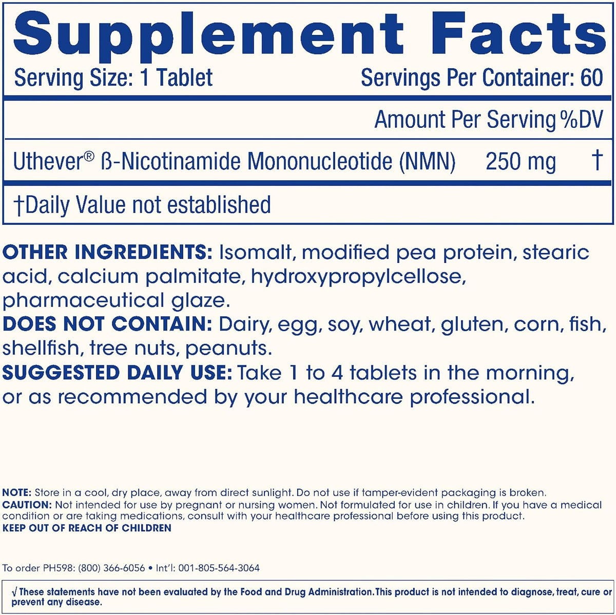 ProHealth NMN Pro 250 Sustained Release (60 Tablets) – 250 mg Uthever® NMN - görsel 6