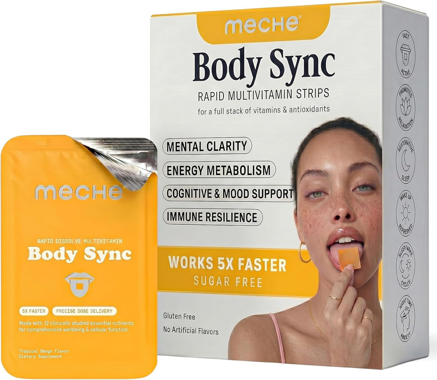 Meche Body Sync™ Rapid Dissolve Multivitamin Strips for Women and Men - görsel 1