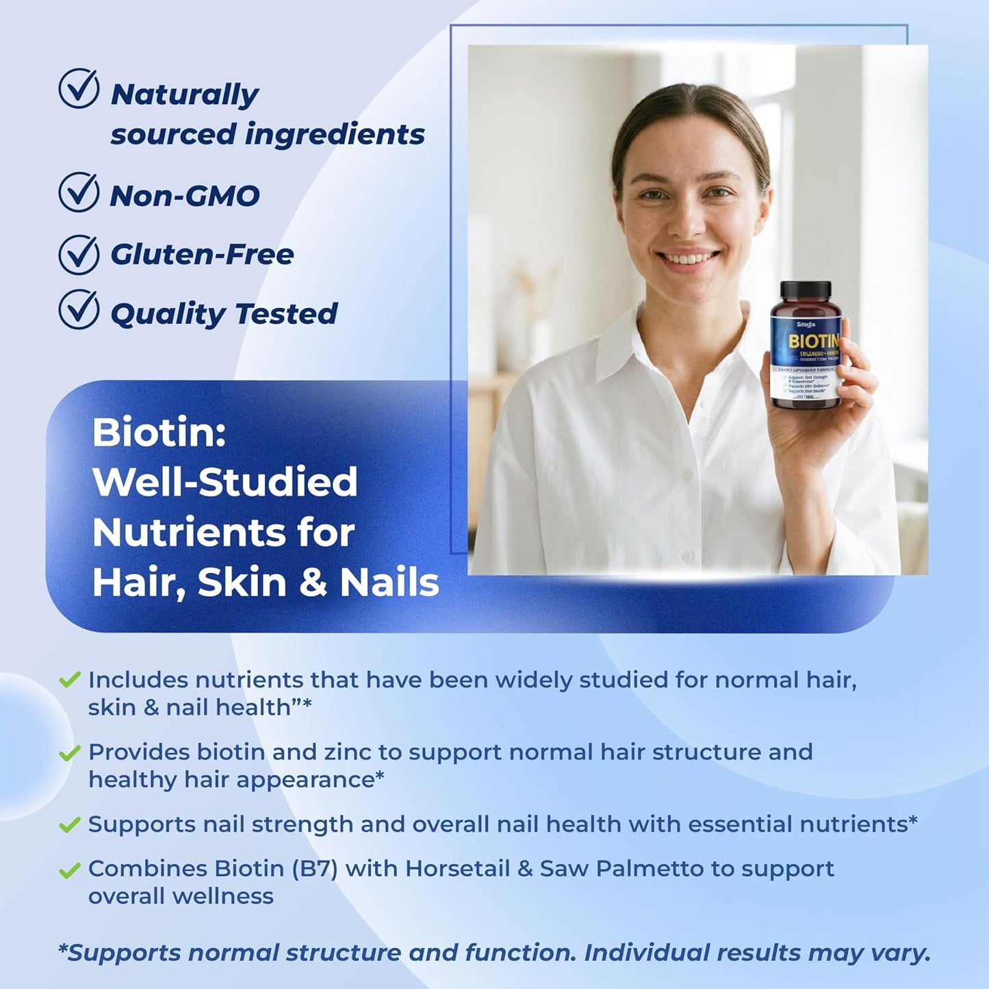 SOTALIX Biotin with Collagen + Keratin, Horsetail & Saw Palmetto - Hair, Skin & Nails Support (180-Day Supply) - görsel 5