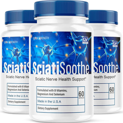 Sciatisoothe Capsules - Official Overall Wellness Supplement (3 Pack, 180 Capsules)