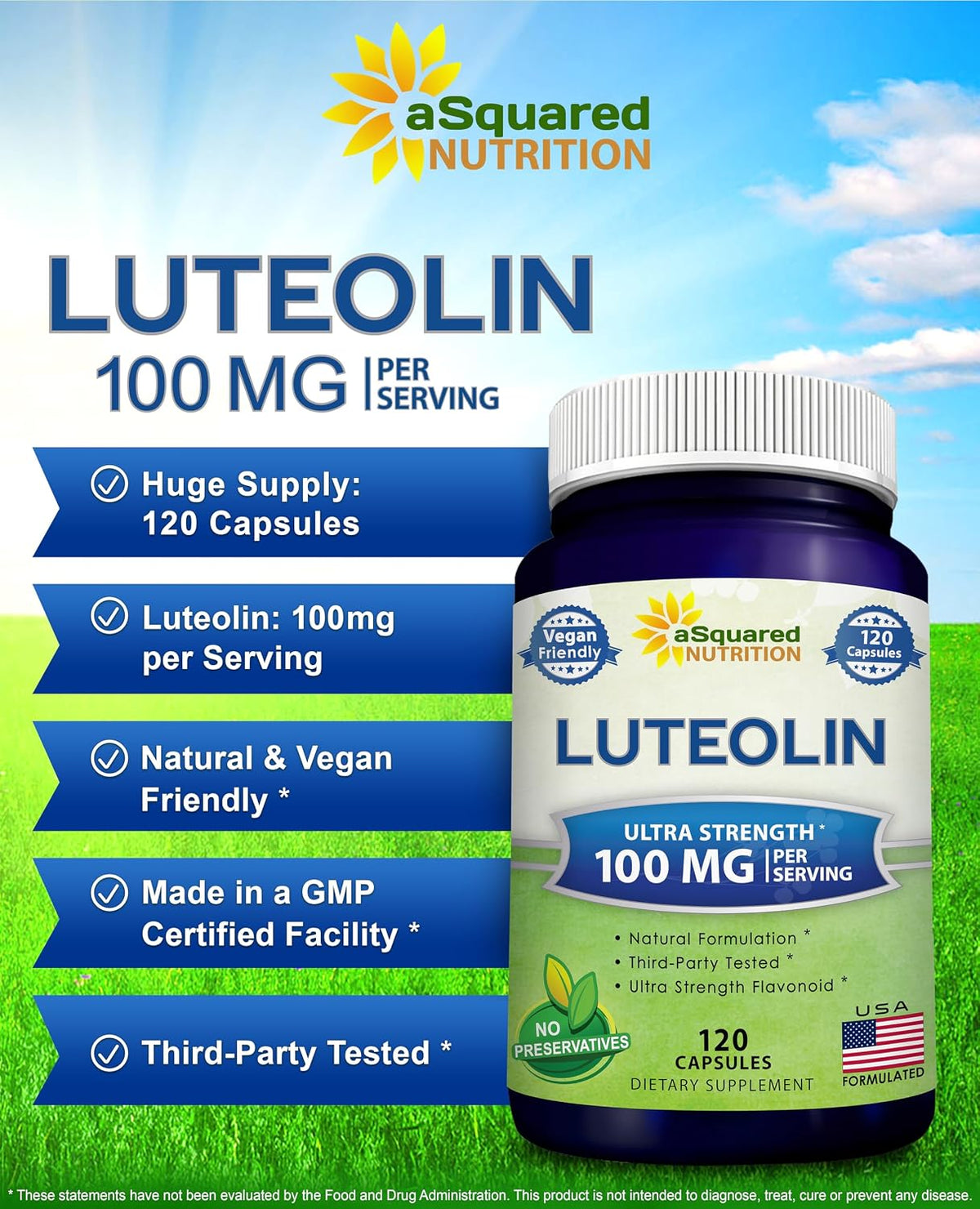 Luteolin 100mg – 120 Capsules – Brain & Memory Support - görsel 8