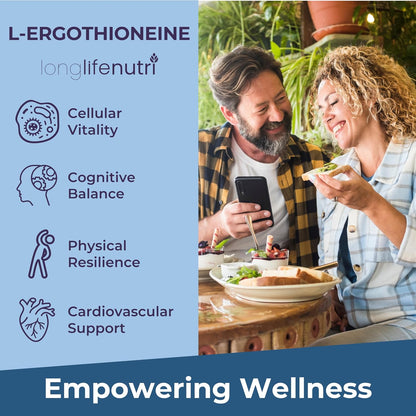L-Ergothioneine 25 mg - 120 Vegetarian Capsules - Antioxidant Supplement for Wellbeing