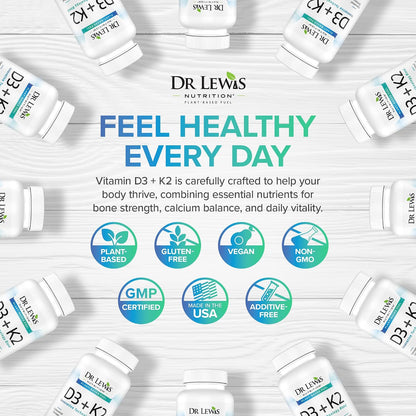 Liposomal Vitamins D3 + K2 Supplement – Doctor-Formulated, Plant-Based, 30 Chewable Vegan Tablets
