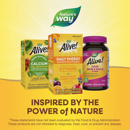 Nature's Way Alive! Adult Complete Multivitamin, B-Vitamins, 100mg Fruit & Veg Powder Blend, Gluten Free, 60 Tablets