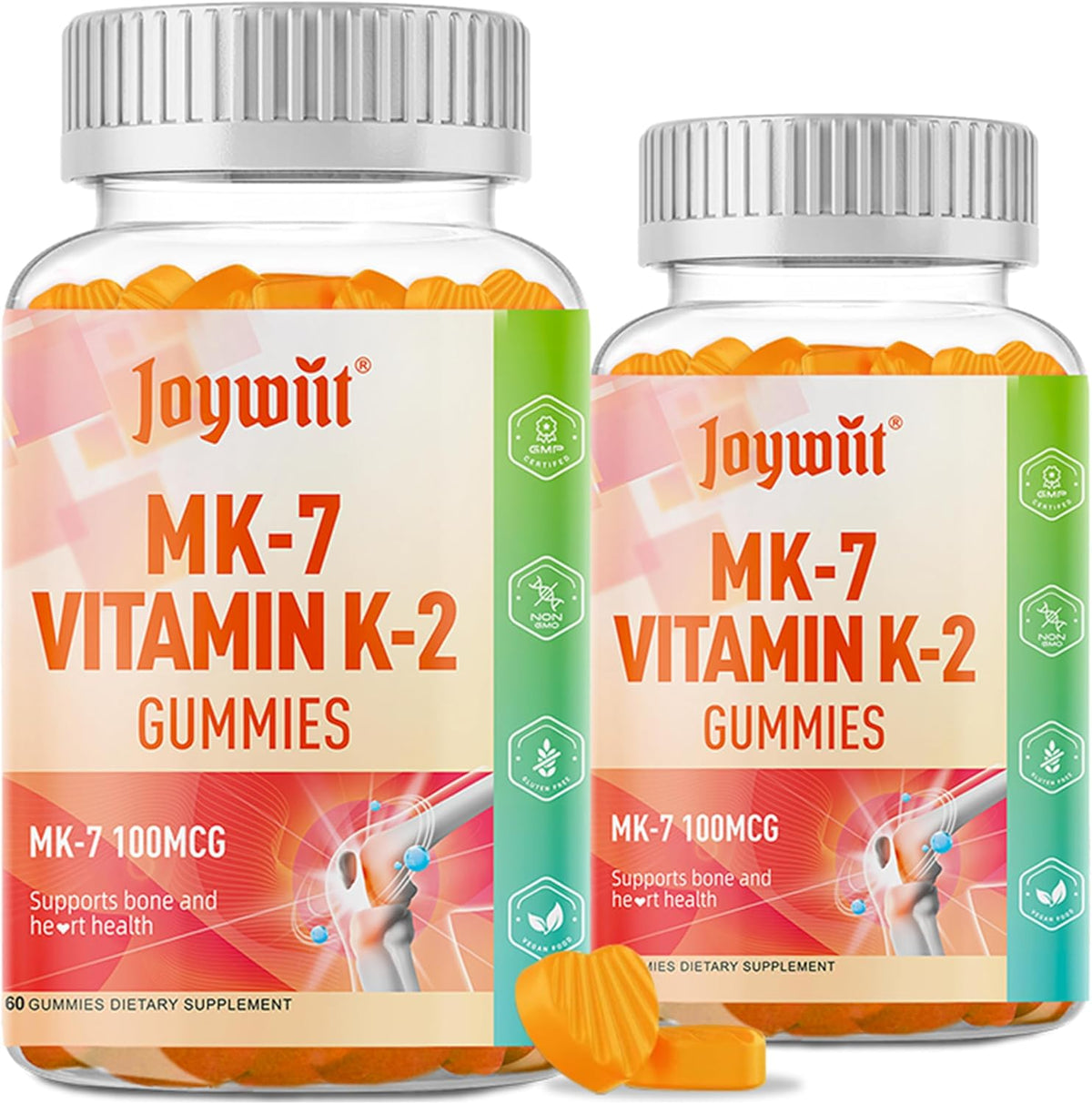 Vitamin K2 MK-7 Gummies 100mcg, Extra Strength for Bone & Heart Health, Natural Orange Flavour – 120 Gummies - görsel 1