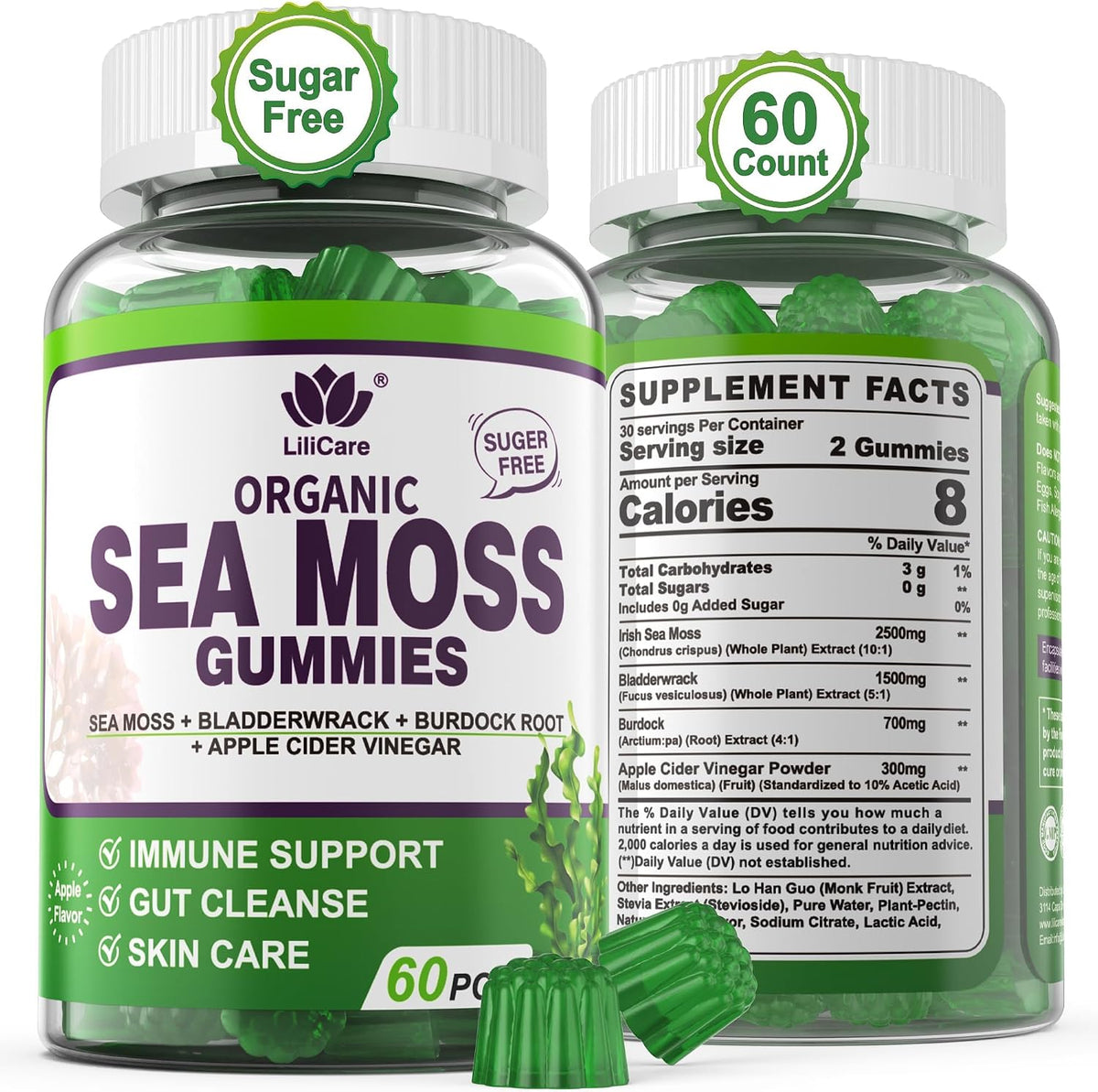 Sea Moss Gummies – Irish Sea Moss Supplement with Bladderwrack, Burdock Root & Apple Cider Vinegar (2-Pack) - görsel 10
