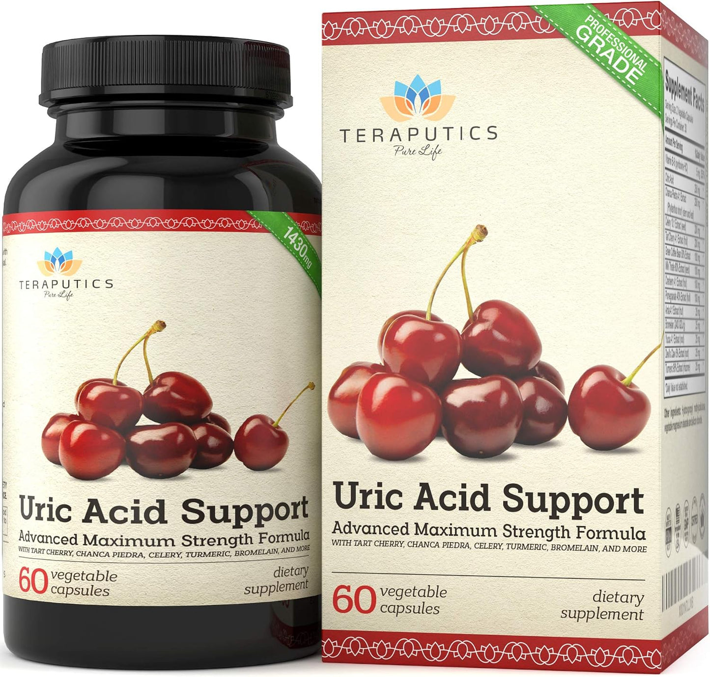 Uric Acid Support Formula | Advanced Uric Acid Cleanse & Kidney Support Supplement - Includes Tart Cherry Concentrate, Celery Seed Extract + 12 More High Potency Ingredients, 60 Vegetable Capsules - görsel 1