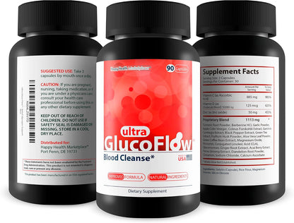 Ultra Gluco Flow - Improved Formula - Blood Cleanse Detox Support Capsules