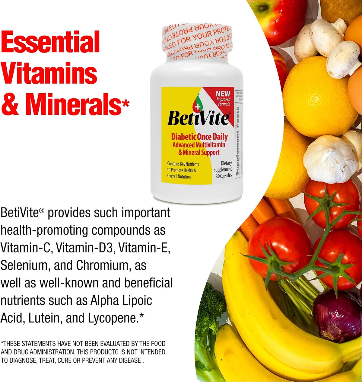 BetiVite Multivitamin: Supports Normal Nerve Function & Eye Health, with ALA, Lycopene and Lutein, 30 Day Supply – Image 5