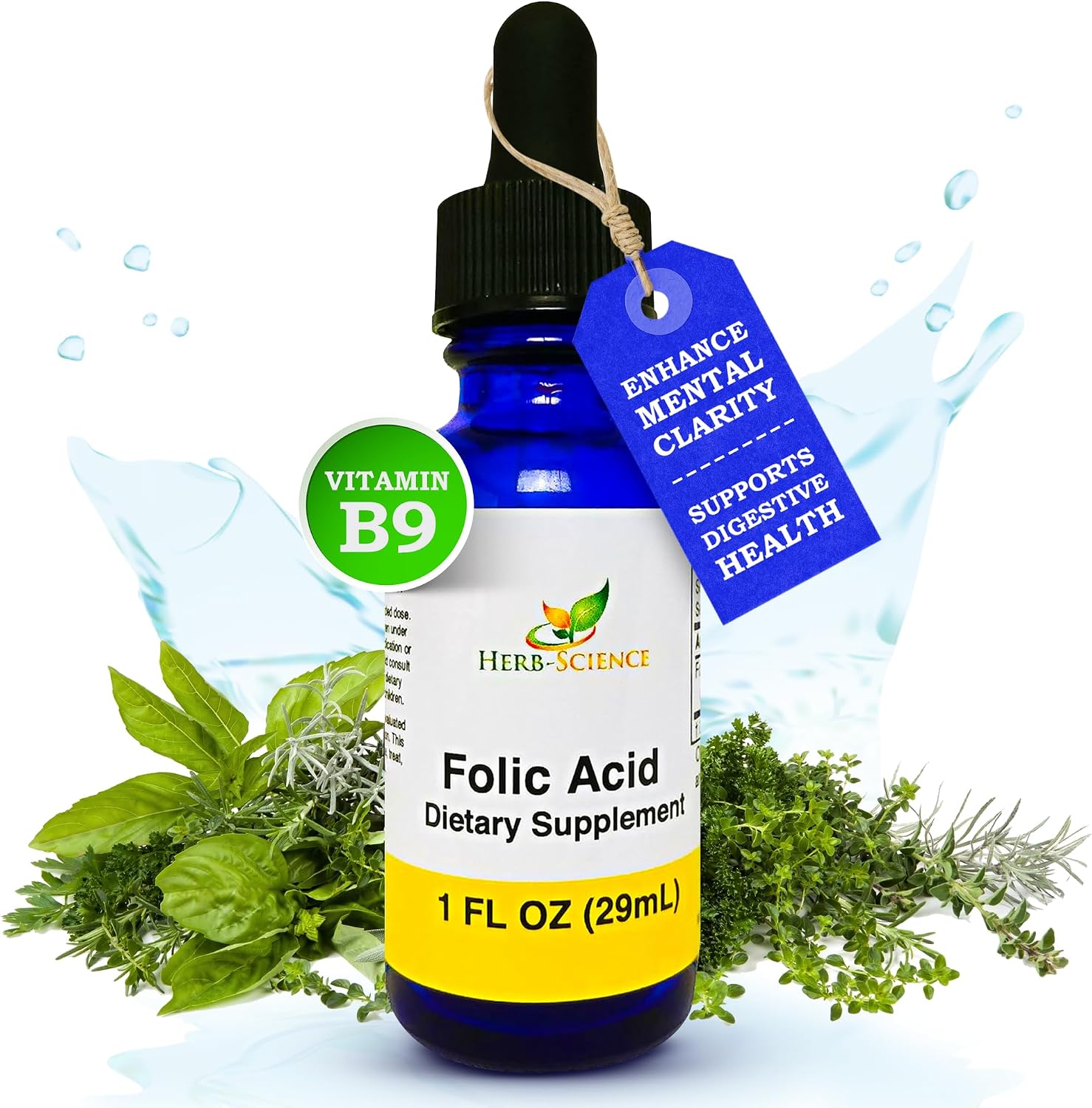 Herb-Science Liquid Vitamin B9 Folic Acid Supplement – Supports Normal Homocysteine Metabolism, Psychological Function & Reduces Tiredness – Vegan, Non-GMO – 30 ml - görsel 2