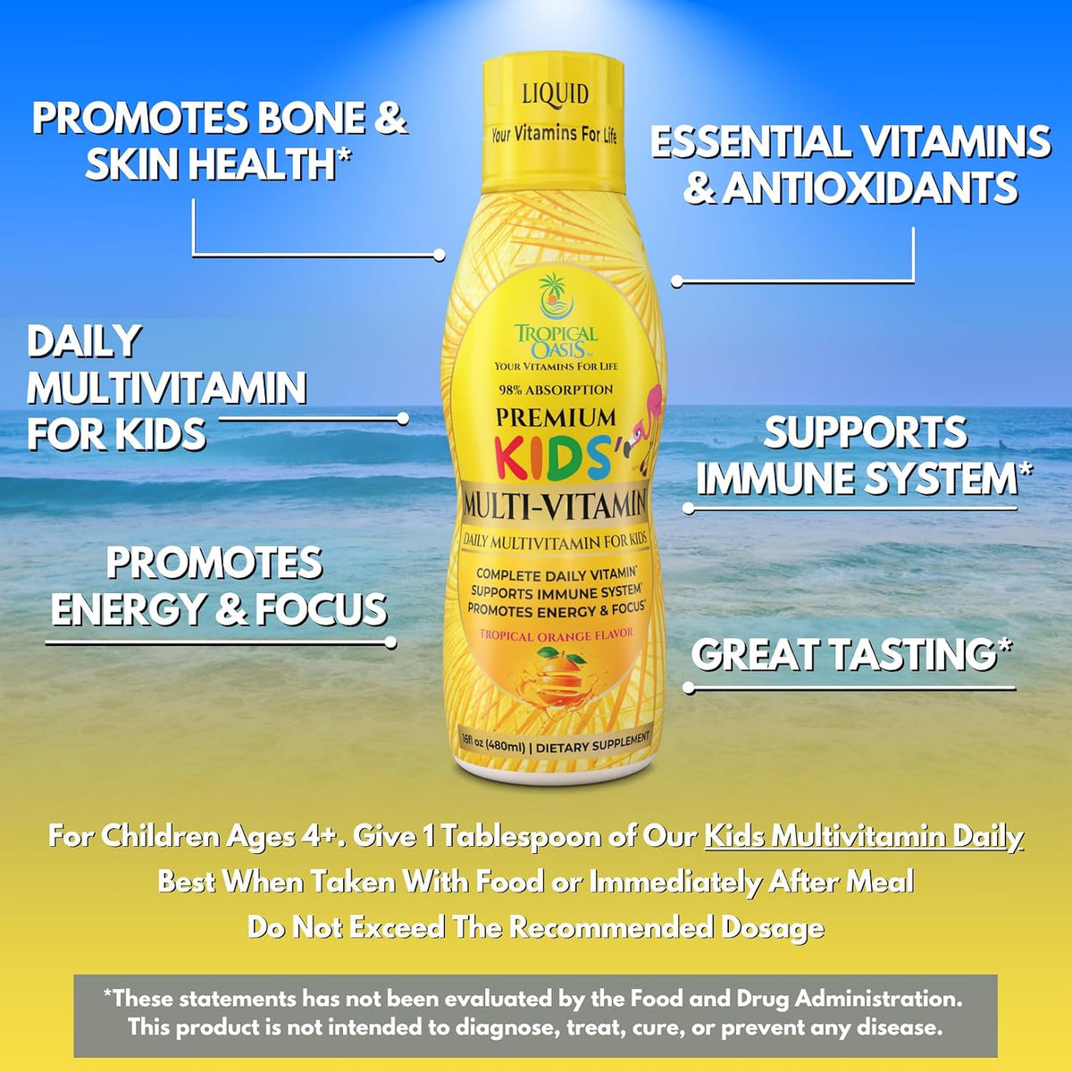 Tropical Oasis Premium Liquid Multivitamin for Kids - 473 ml (32 Servings) - görsel 3