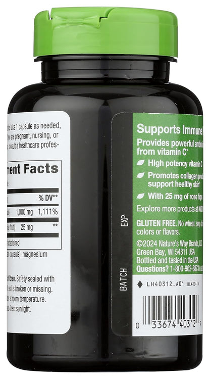 Nature's Way Vitamin C 1000mg with Rose Hips, 100 Tablets