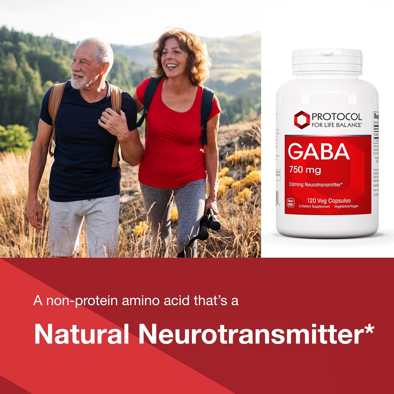 Protocol for Life Balance GABA 750mg - Cognitive Function Support - 120 Vegan Capsules - görsel 3