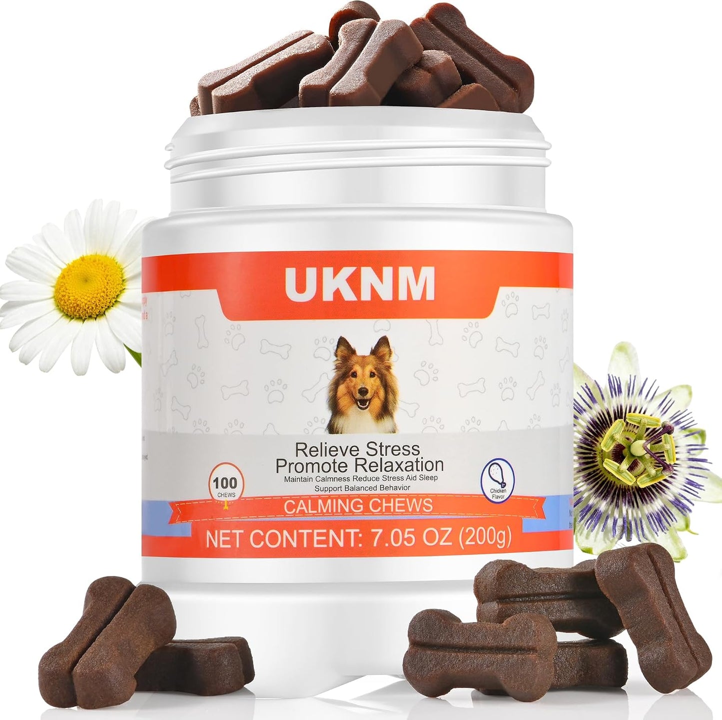 UKNM Dog Calming Chews – Natural Anxiety Relief Treats, Chicken Flavour, 100 Count - görsel 1