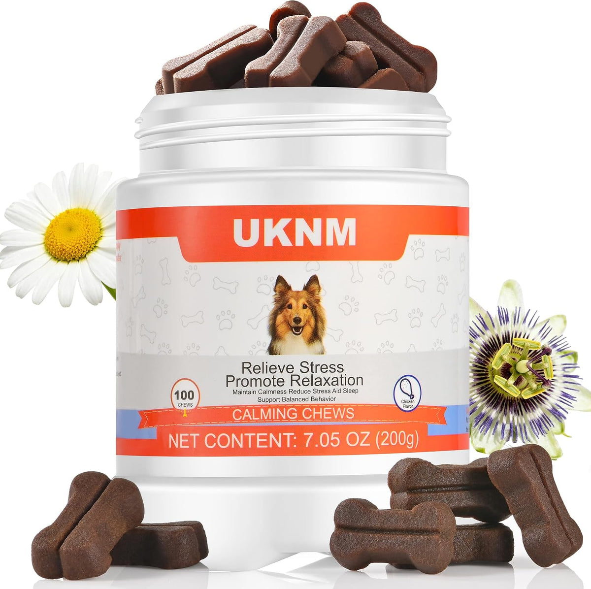 UKNM Dog Calming Chews – Natural Anxiety Relief Treats, Chicken Flavour, 100 Count - görsel 1