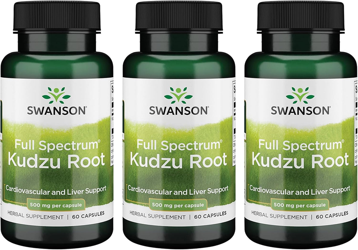 Swanson Full Spectrum Kudzu Root - Herbal Supplement (60 Capsules, 500mg) - 3 Pack - görsel 1