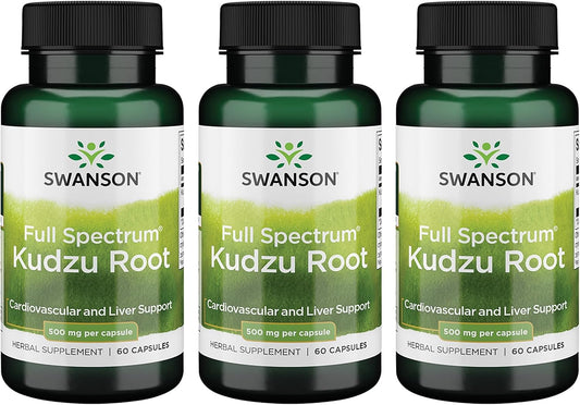 Swanson Full Spectrum Kudzu Root - Herbal Supplement (60 Capsules, 500mg) - 3 Pack