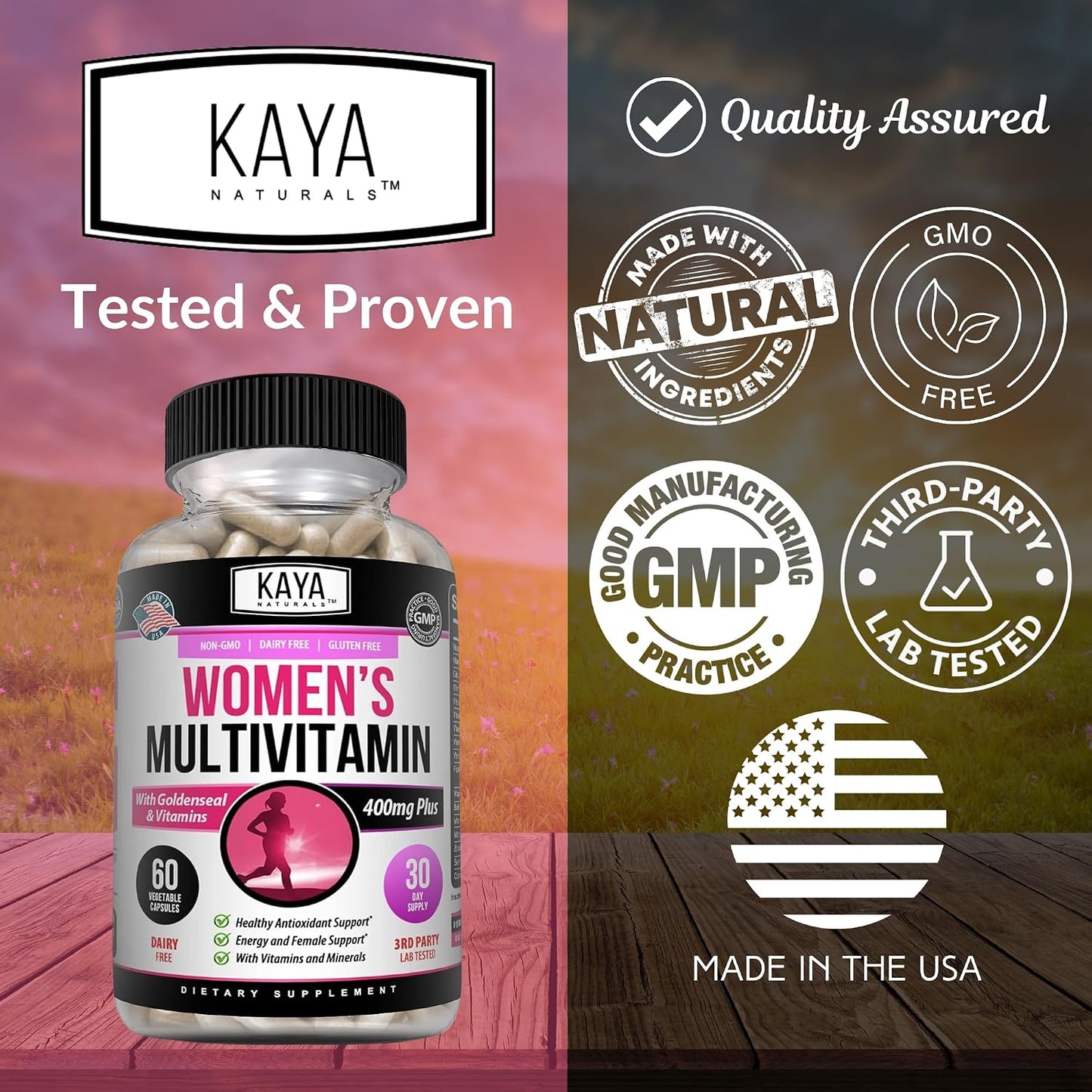 Kaya Naturals Women's Multivitamin – Overall Health, Antioxidant & Immune Support with Vitamins A, C, D, E, Biotin, Folic Acid & Multi-Mineral - görsel 4