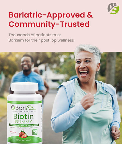 BariSlim Bariatric Biotin Gummies - 5000 mcg for Hair, Skin and Nails - 90 Fruit Chews