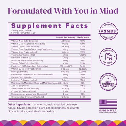 BariMelts Bariatric Multivitamin with Iron, 60 Fast-Dissolving Tablets (1-Month Supply), Sugar-Free Bariatric Vitamins for Women, Natural Fruit Flavour