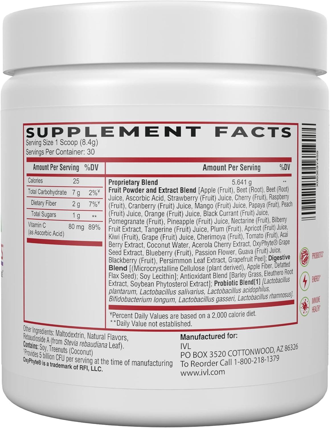 IVL Phyto Fruits Superfood Powder - Vegan, 40 Fruits & Nutrients with Probiotics (30 Servings) - görsel 2