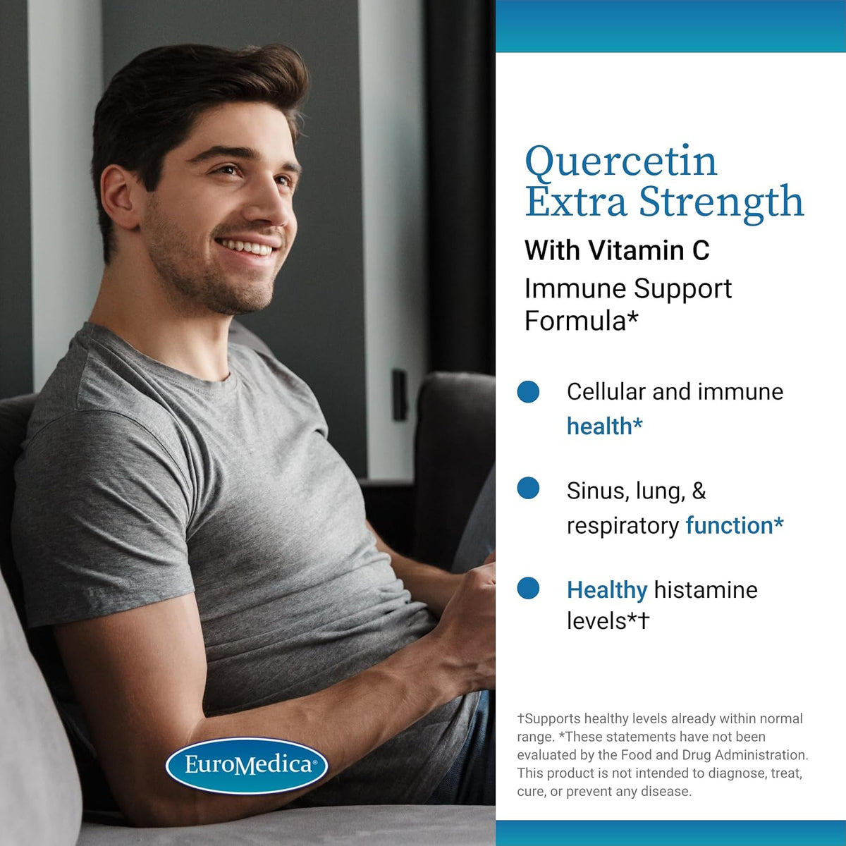 EuroMedica Quercetin Plus Vitamin C – Immune Support & Healthy Histamine Response – 60 Capsules - görsel 3