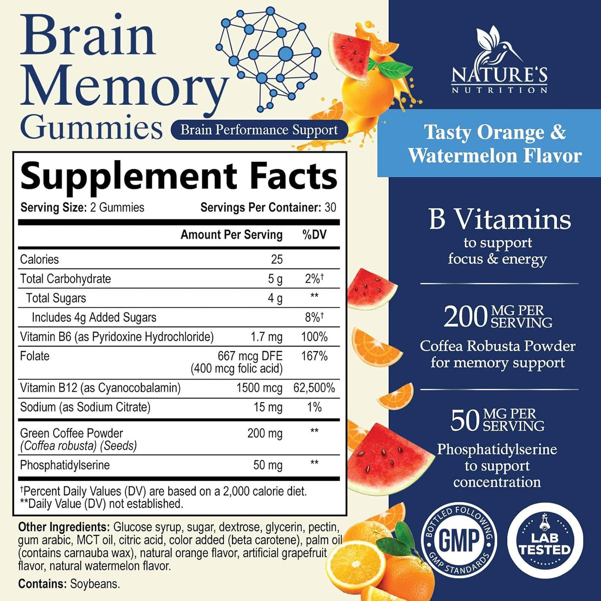 Brain Supplement Gummies - 3X Strength with Phosphatidylserine, B6, B12 & Nootropics for Memory, Focus, Concentration - 60 Gummies - görsel 2