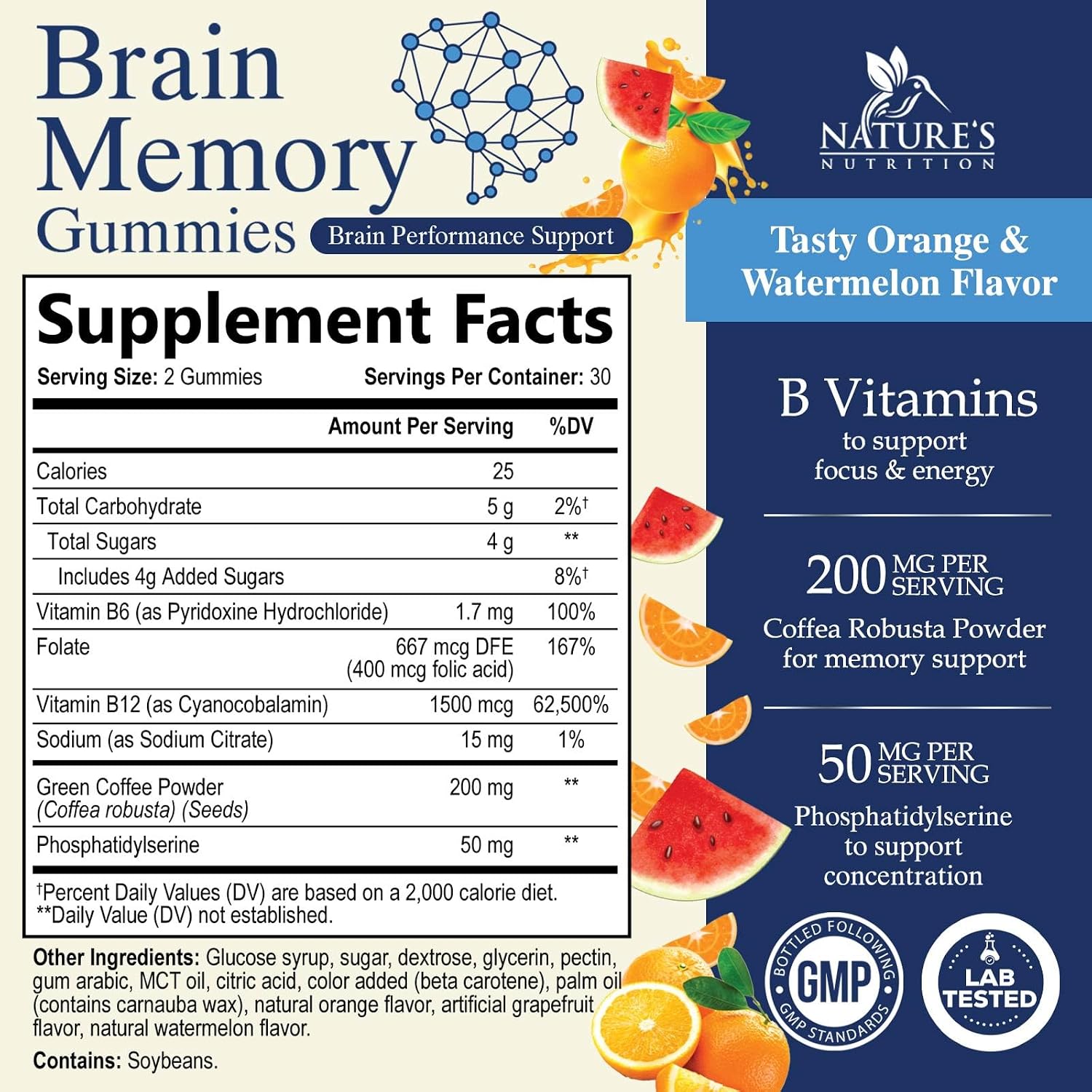 Brain Supplement Gummies - 3X Strength with Phosphatidylserine, B6, B12 & Nootropics for Memory, Focus, Concentration - 60 Gummies - görsel 2