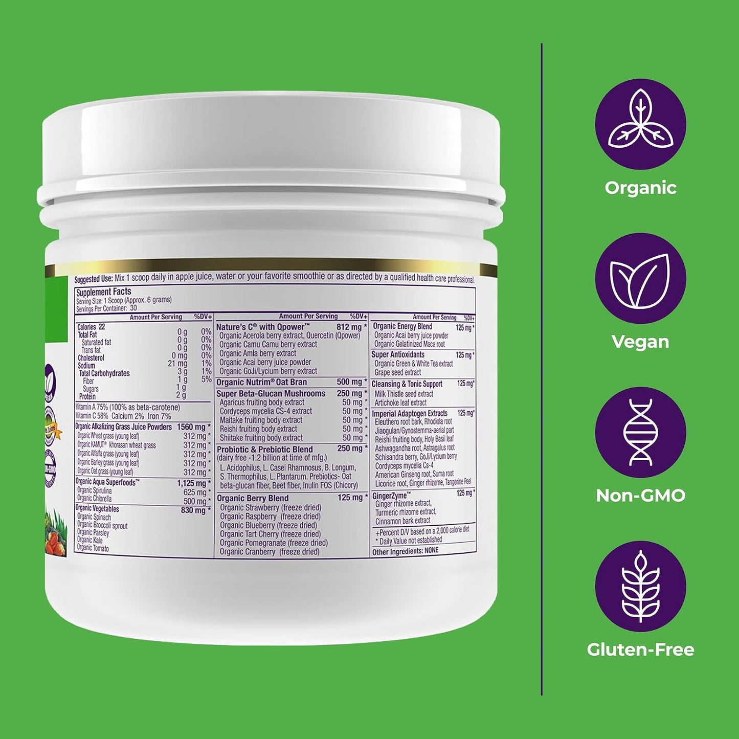 Paradise Herbs ORAC Energy Greens Powder – Super Antioxidants, Probiotics and Vitamin C, 30 Servings - görsel 6
