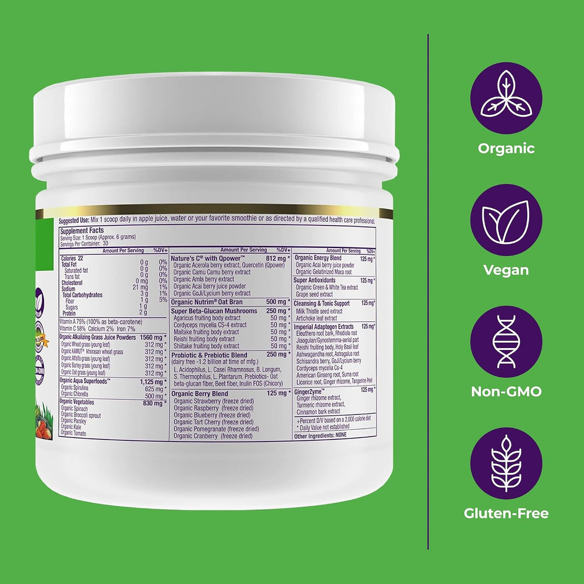 Paradise Herbs ORAC Energy Greens Powder – Super Antioxidants, Probiotics and Vitamin C, 30 Servings - görsel 6