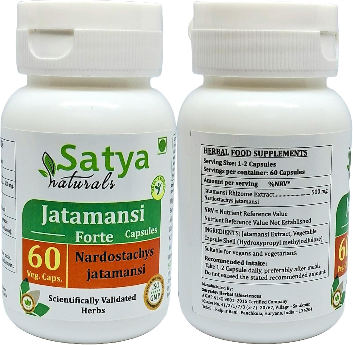 Jatamansi Forte Capsules 500 mg, 60 Veg. Capsules (2 Pack) - Ayurvedic Herbal Supplement - görsel 2