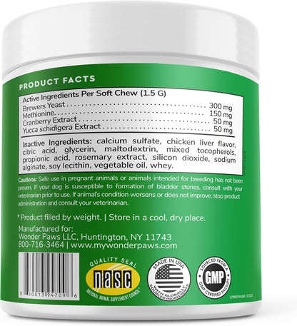 Wonder Paws Grass Hero, Grass Burn Spot Chews – Dog Urine Lawn Saver with Cranberry & Methionine – 60 Soft Chews