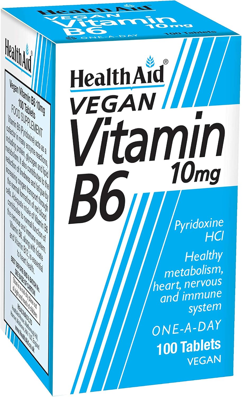 HealthAid Vitamin B6 (Pyridoxine HCl) 10mg - 100 Tablets - görsel 1