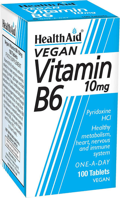 HealthAid Vitamin B6 (Pyridoxine HCl) 10mg - 100 Tablets