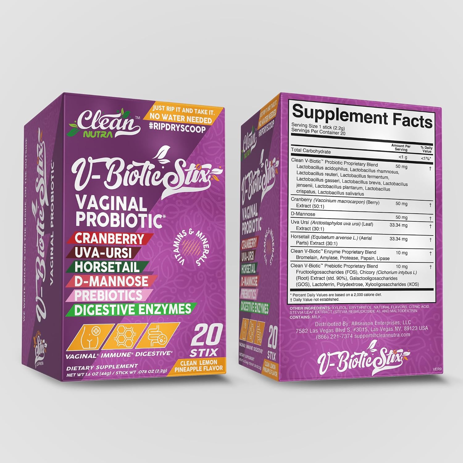 Clean Nutraceuticals Vaginal Probiotics for Women with Cranberry Extract, D-Mannose, Prebiotics – pH Balance Support, 20 Stix - görsel 9