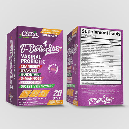 Clean Nutraceuticals Vaginal Probiotics for Women with Cranberry Extract, D-Mannose, Prebiotics – pH Balance Support, 20 Stix