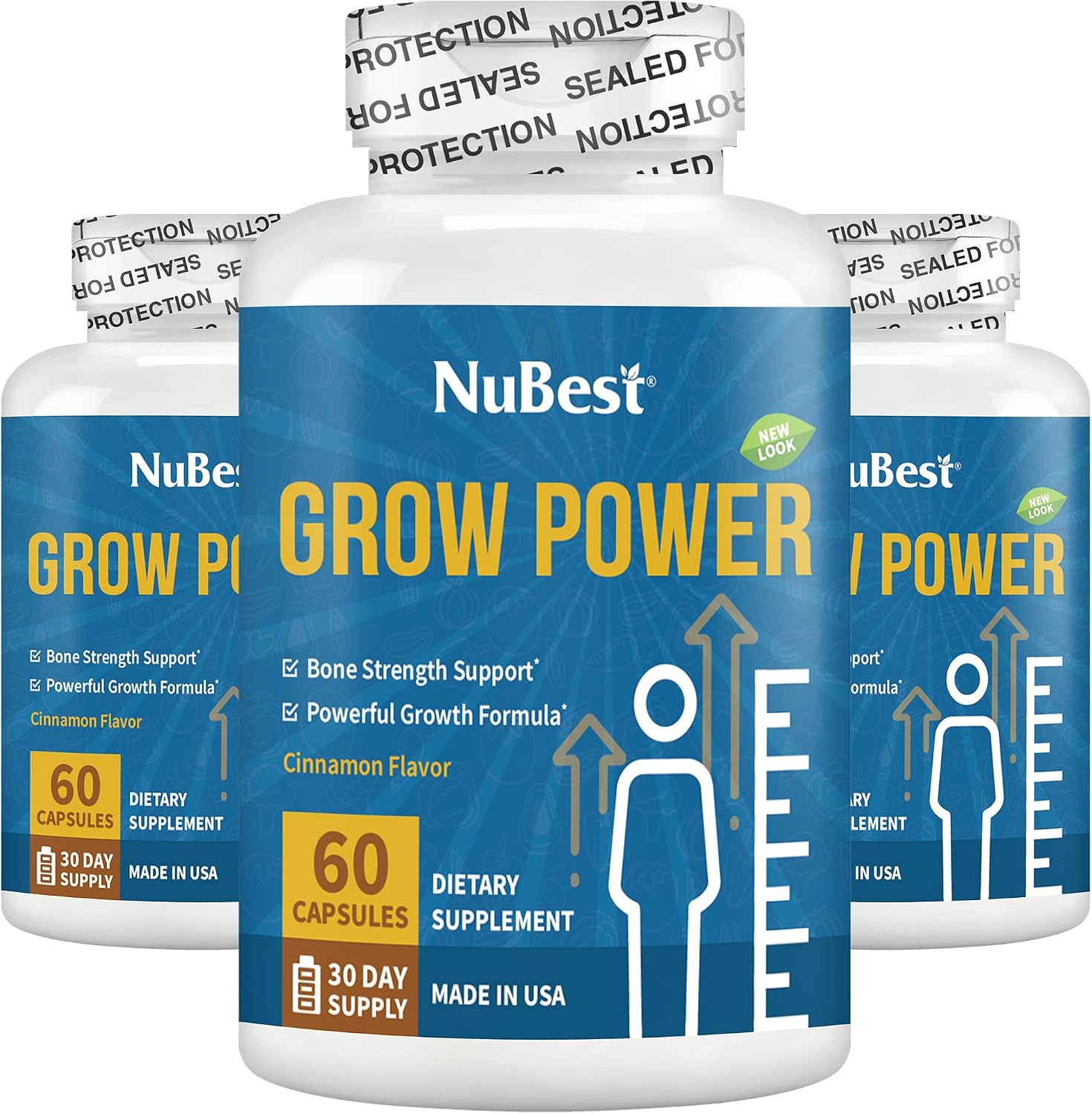 NuBest Grow Power - Calcium & Magnesium Food Supplement with Vitamin D3, B6, Zinc, Phosphorus & Multivitamin for Strong Bones and General Health (Pack of 3) - görsel 1