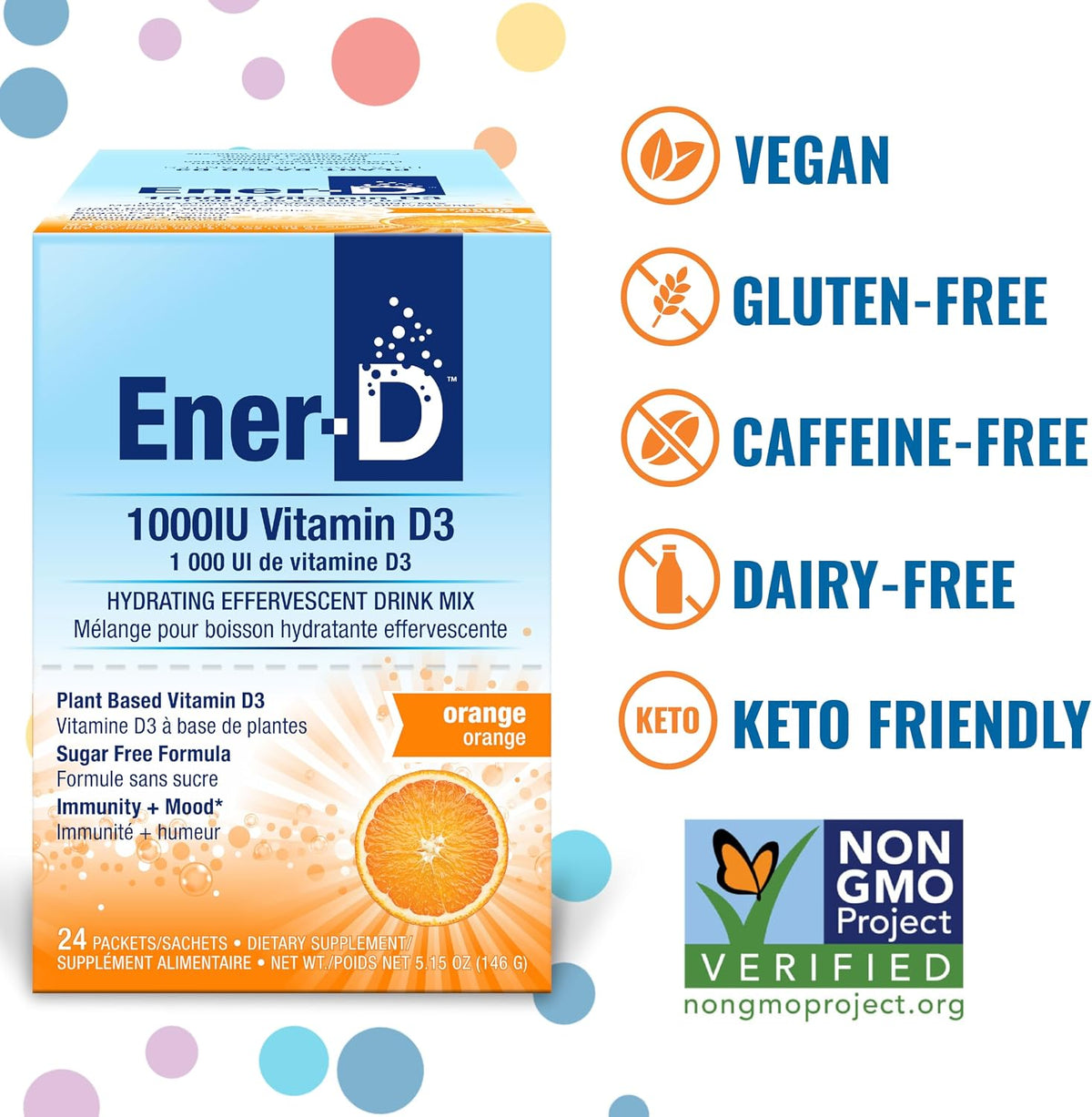 Ener-D Sugar Free Multivitamin Drink Mix, Orange, 24 Packets - görsel 2