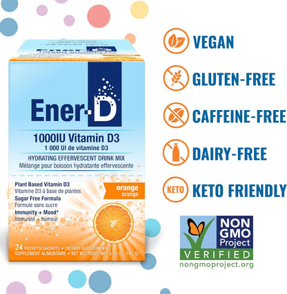 Ener-D Sugar Free Multivitamin Drink Mix, Orange, 24 Packets
