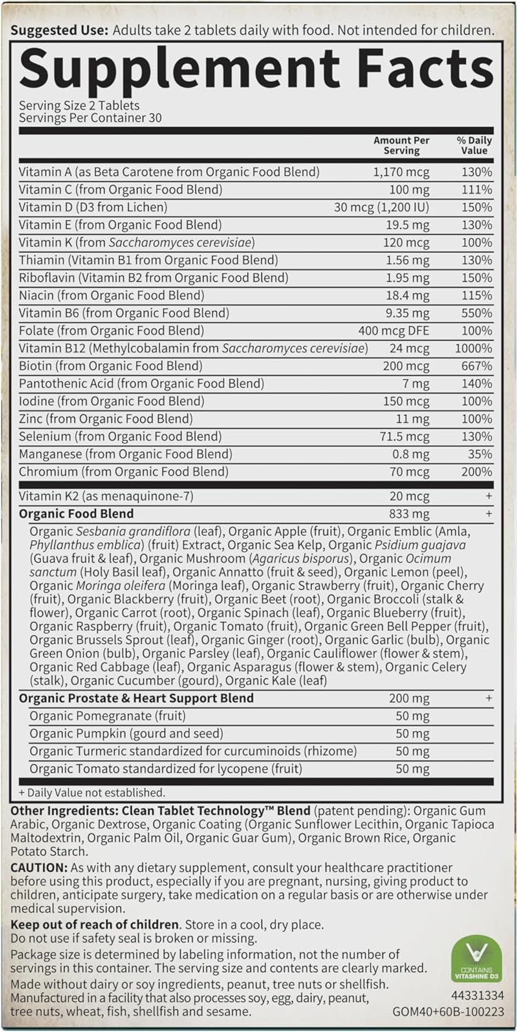 Garden of Life Organic Men's 40 Plus Multivitamin, 60 Tablets - görsel 8