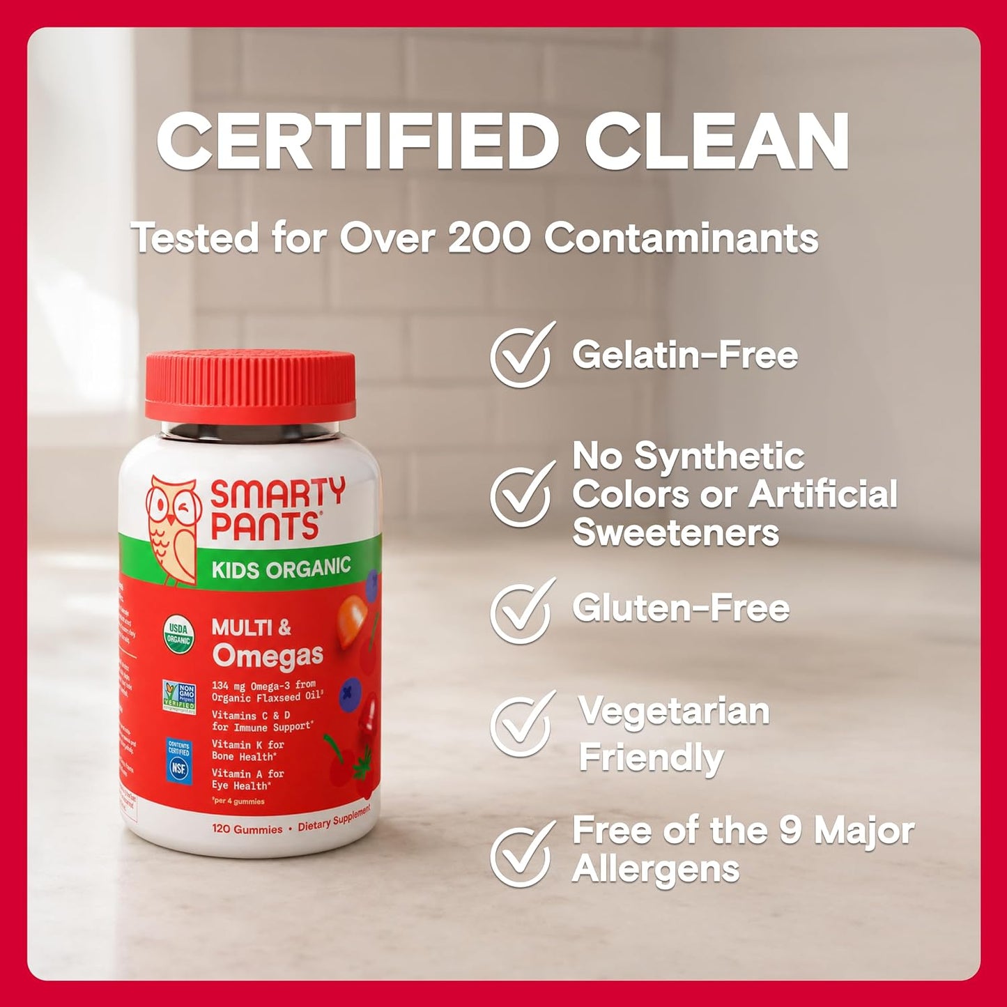 SmartyPants Organic Kids Multivitamin Gummies - 16 Nutrients + Probiotics - 120 Gummies - görsel 10
