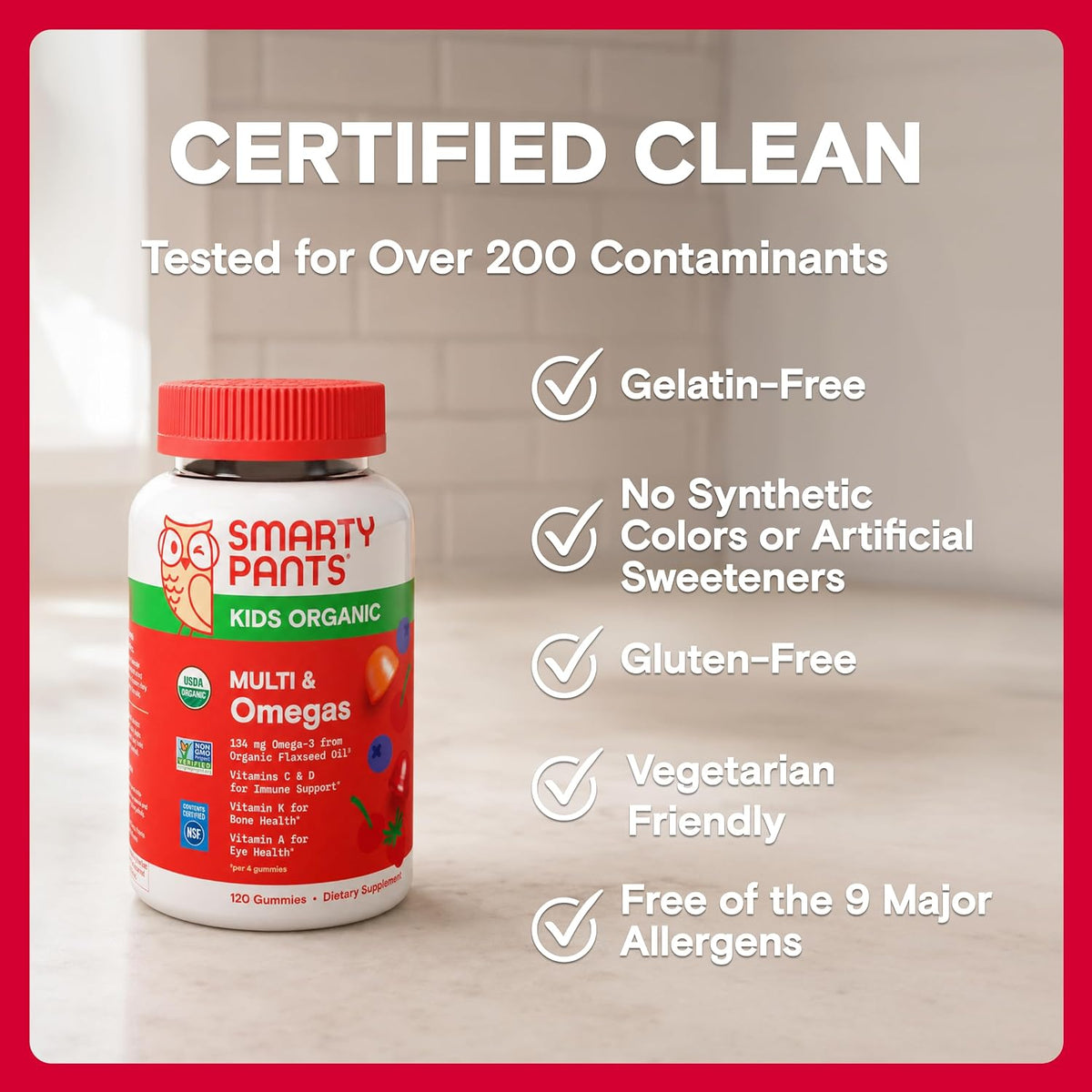 SmartyPants Organic Kids Multivitamin Gummies - 16 Nutrients + Probiotics - 120 Gummies - görsel 10