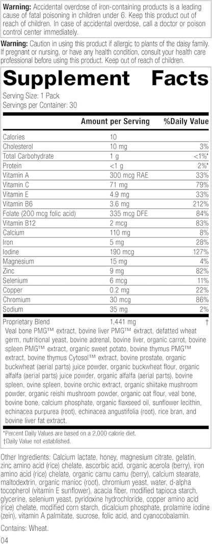 Standard Process Immune System Health Pack - Supports Immune, Bone & Skin Health - Non-Dairy & Non-Soya - 30 Packs (10-Day Supply)