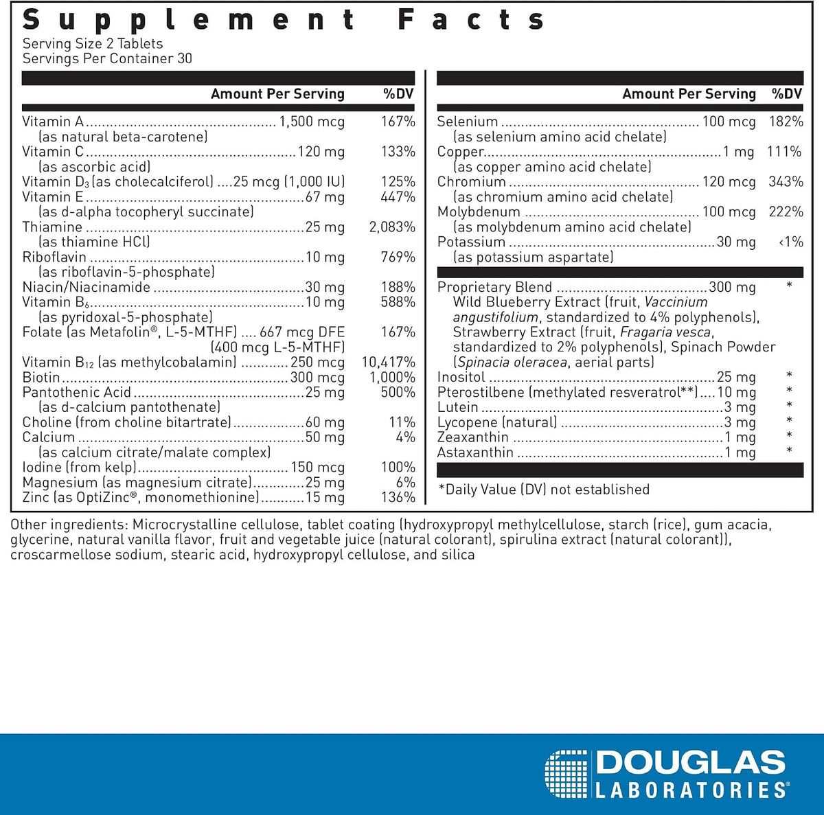 Douglas Laboratories Ultra Preventive 2 Daily Multivitamin and Mineral Supplement, 60 Tablets - görsel 2