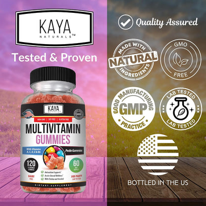 Kaya Naturals Adult Multivitamin Gummy, 120 Count, Strawberry Flavour